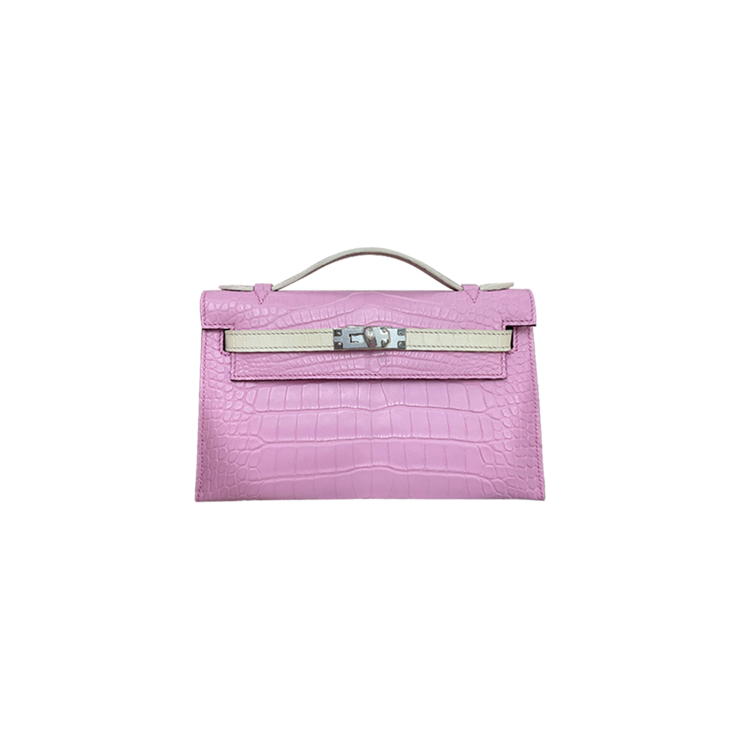 HERMÈS MASTER KELLY POCHETTE MATTE ALLIGATOR GOLD HARDWARE (22*14*7cm)